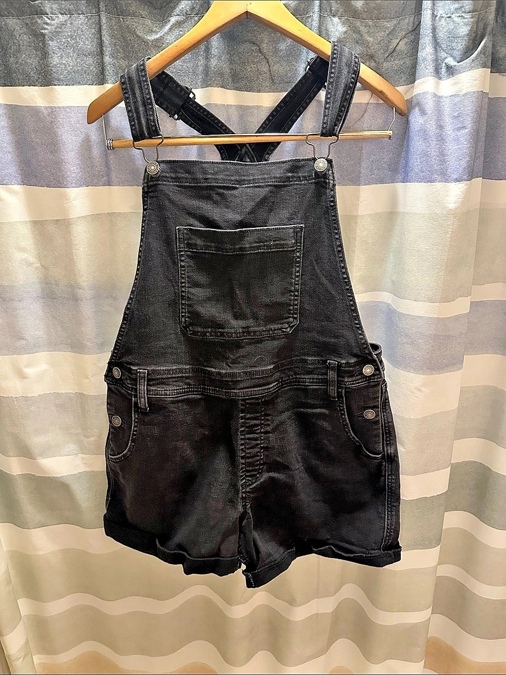Arizona Jean Co. Black Cargo Overall Shorts Size Large